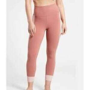 Athleta pink elation rib trim 7/8 tight leggings - women's small EUC